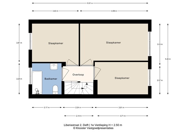 Plattegrond - Liberiastraat 2, 2622 DE Delft - 1e Verdieping.jpeg